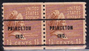 Precancel - Princeton, IN PSS 840-61 Coil Pair - No Gum