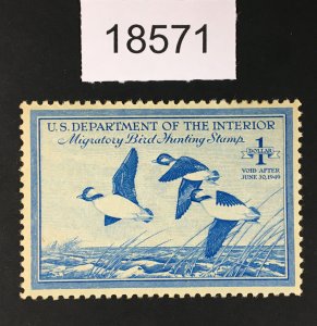 MOMEN: US STAMPS # RW15 MINT OG H $60 LOT #18571