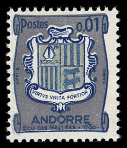 FRENCH ANDORRA Sc 161 F-VF/MNH - 1964 1c  Coat of Arms