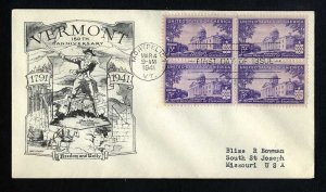 # 903 Block of 4 First Day Cover addressed with Lowry cachet dated 3-4-1941