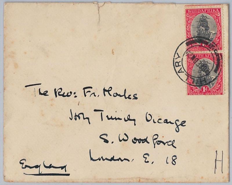SOUTH AFRICA -  POSTAL HISTORY: English - Afrikaans pair on COVER to UK  1929
