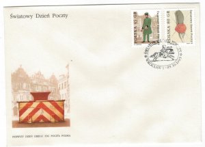 Poland 1995 FDC Stamps Scott 3262-3263 World Post Day Postman Feather Seal