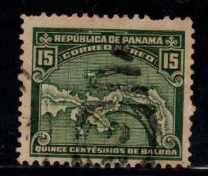 Panama  Scott C7 used biplane over canal stamp