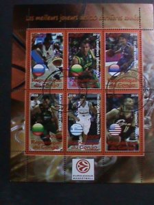 CONGO -2010 EUROLEAQUE BASKET BALL CTO FULL SHEET FANCY POSTAL CANCEL VF