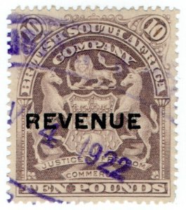 (I.B-BOB) Rhodesia/BSAC Revenue : Duty Stamp £10