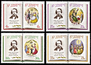 Saint Vincent 1061-64, MNH, Charles Dickens' Christmas Carol se-tenant pairs