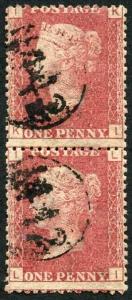 SG43 Penny Plate 127 Pair with Telegraph Cancel 1412 In Circle