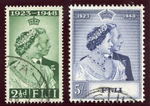 Fiji 1948 KGVI Silver Wedding set complete VF used. SG 270-271. Sc 139-140.