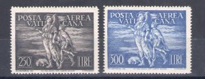 1948 Vatican Air Mail Tobia n . 16/17 2 values ** MNH CENTRATA