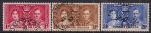 Leeward Island 1937 KGV1 Set Coronation used SG 92 - 94 ( E415 )