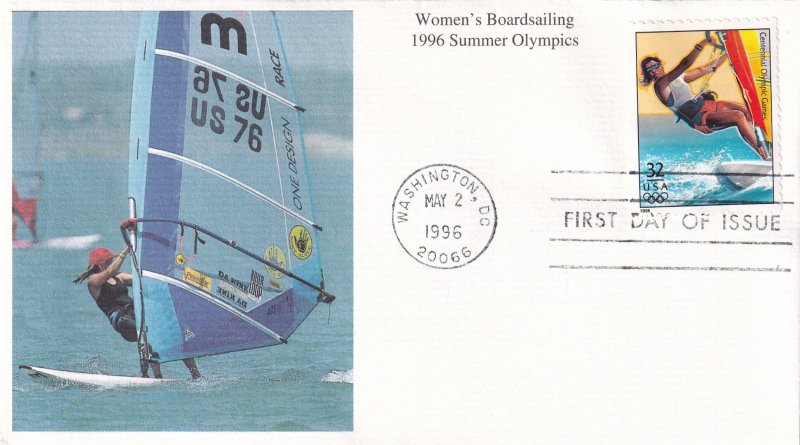 1996, Summer Olympics-Women's Boardsailing, Mystic, FDC (E11967)