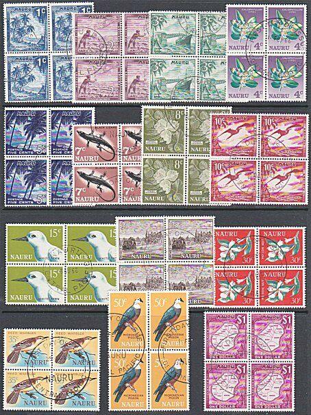 NAURU 1966 Definitive set in fine used blocks of 4.........................29024