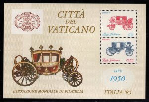 VATICAN City Scott 767a MNH** Coach  souvenir sheet Rome 1985