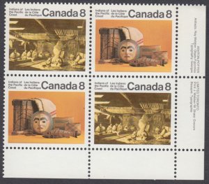 Canada - #571ai Pacific Coast Indians HF Back Plate Block  - MNH