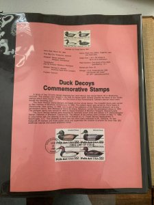 USPS Souvenir Page Scott 2138-2141 1985 duck decoys stamps