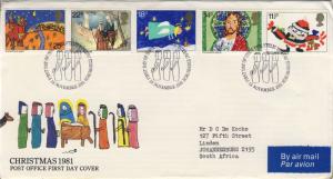 GB - 1981 - SG1170/74 on EDINBURGH Philatelic Bureau Special FDC Christmas Issue