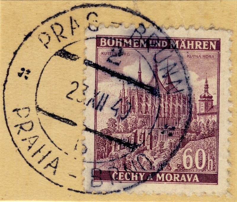 BÖHMEN u. MAHREN 1940 PRAG-BRÜNN / PRAHA-BRNO TPO n°2b bilingual CDS on Mi.27