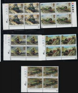 Great Britain 1093-97 MNH 1985 Locomotives corner blocks of 4