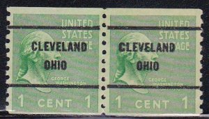 Precancel - Cleveland, OH PSS 839-61 Coil Gap Pair - No Gum