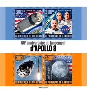 DJIBUTI - 2023 - Apollo 8 Mission - Perf 4v Sheet - Mint Never Hinged