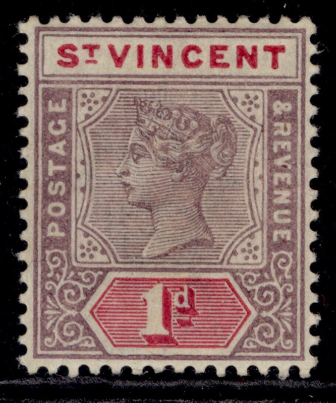 ST. VINCENT QV SG68, 1d deep mauve & carmine, M MINT.