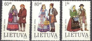 Lithuania 1993 Traditional Costumes Dzukai set of 3 MNH