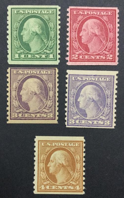 MOMEN: US #490,492-495 MINT OG 4NH/1H(492) $100 #2384