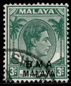 MALAYSIA - Malaya BMA GVI SG4, 3c yellow-green, FINE USED.