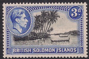 British Solomon Islands 1939 KGV1 3d Roviana Canoes MM SG 65 ( M1345 )