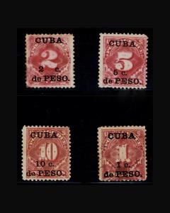 VINTAGE:CUBA 1899, OG,USD,UNU,OG SCOTT J1-4 LOT CUJ400