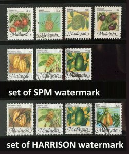 Malaysia 1986 Fruits Series full set SG#344-351 Used Watermark SPM & Harrison