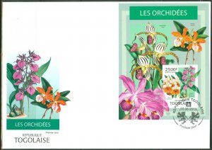 TOGO 2013 ORCHIDS SOUVENIR SHEET FIRST DAY COVER