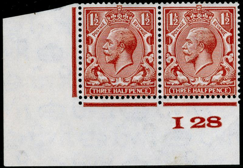 SG420 SPEC N35(1), 1½d red-brown, UNMOUNTED MINT. CONTROL I28 CORNER PAIR.