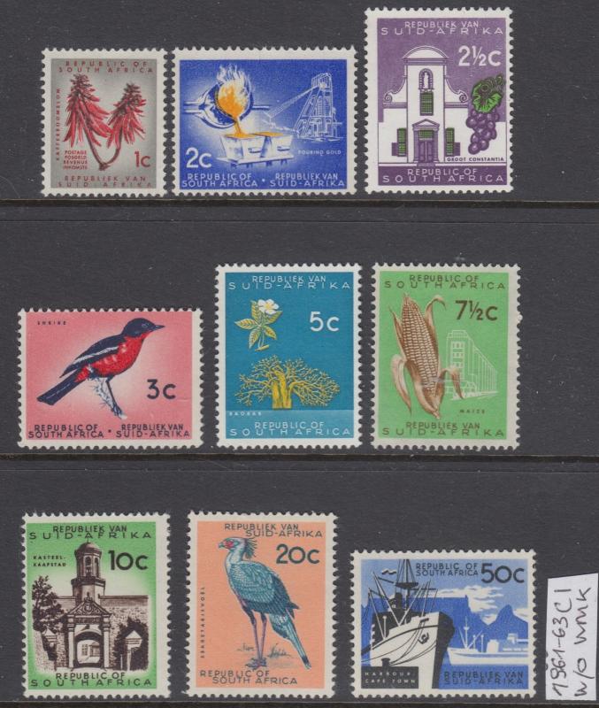 XG-AO221 SOUTH AFRICA IND - Definitives, 1961/3 Without Watermark MNH Set