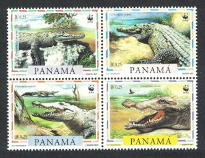 Panama WWF American Crocodile 4v Block of 4 1997 MNH SC#846 a-d