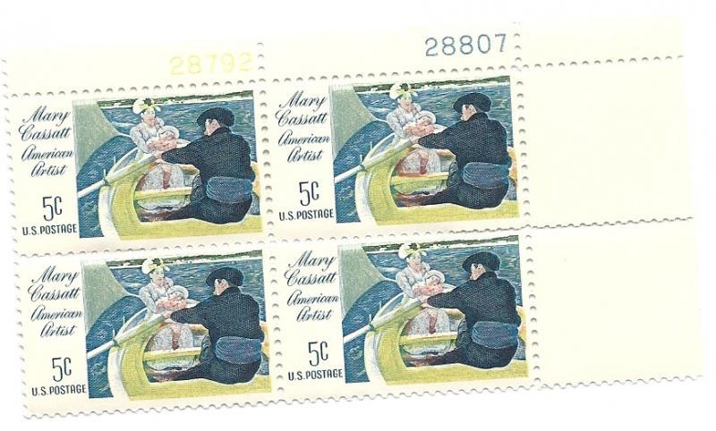 US #1322 5c Mary Cassatt Plate Block of 4 (MNH)CV $1.25