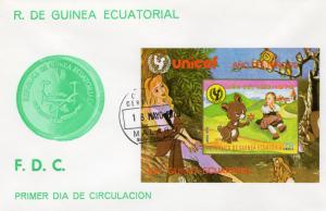 Equatorial Guinea 1979 Year of the Child/Owls/Cinderella Disney SS Imperf.FDC