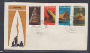 Papua New Guinea #319-22 (1971 Local Architecture set) unaddressed cachet FDC