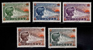 Uruguay Scott B5-B7, CB1-CB2 MNH** 1959  National Recovery Dam stamp set
