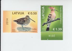 2014 Latvia Birds Jack Snipe & Hoopoe (2) (Scott NA) MNH