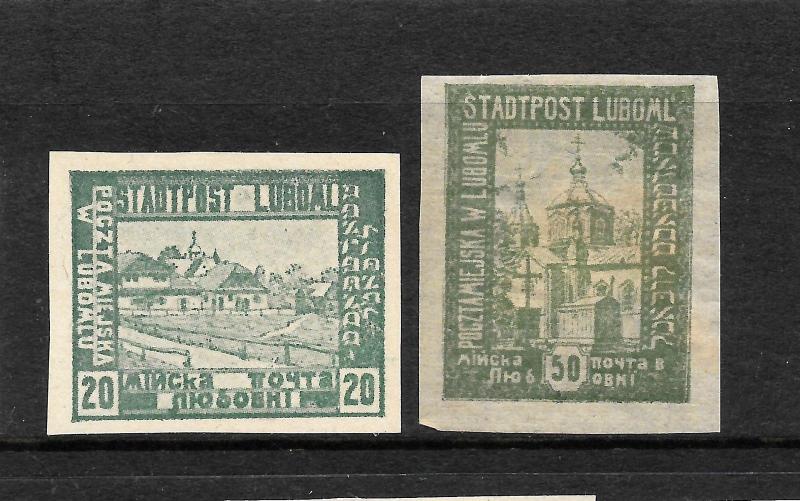 POLAND  LUBOME 1918  20h & 50h  LOCALS  IMPERF  MH/MNG