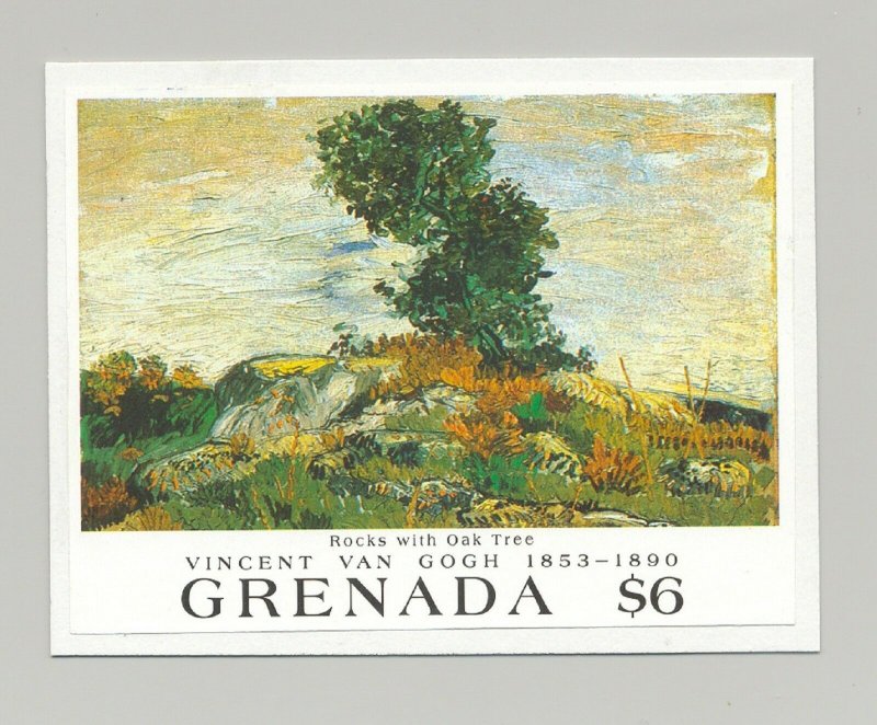 Grenada #1988 Van Gogh, Art, Trees 1v S/S Imperf Proof Mounted on Card