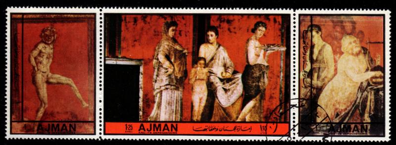 Ajman - Strip of 3 (Stampworld.com #2635-7) Roman Art