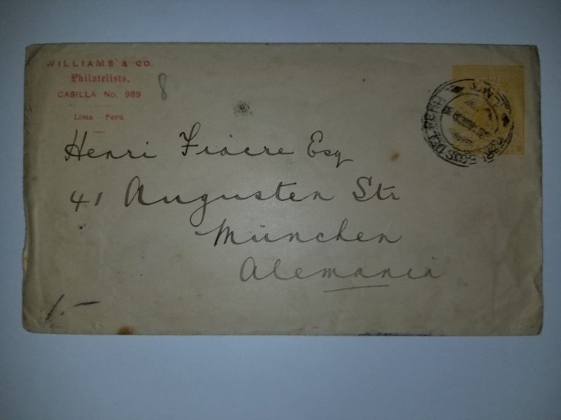 J) 1920 PERU, CIRCULATED COVER FROM PERU TO GERMANY