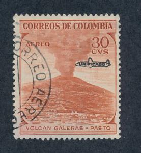 Colombia 1959 Scott C338 used - 30c, Galeras Volcano