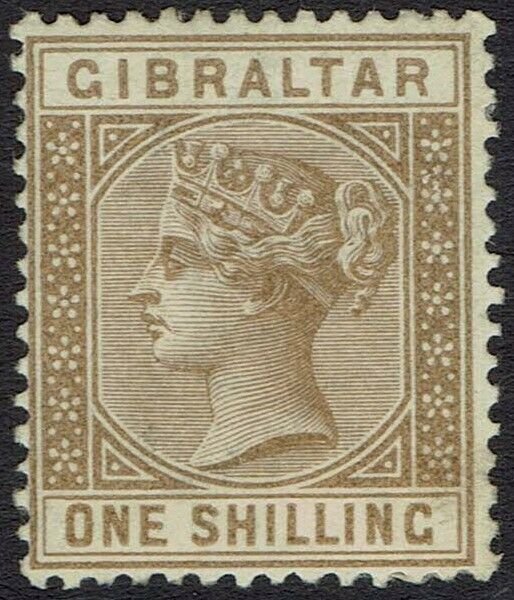 GIBRALTAR 1886 QV 1/- 75% GUM