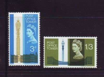 Great Britain Sc 438-439 1965 Post Office Tower stamp set mint NH