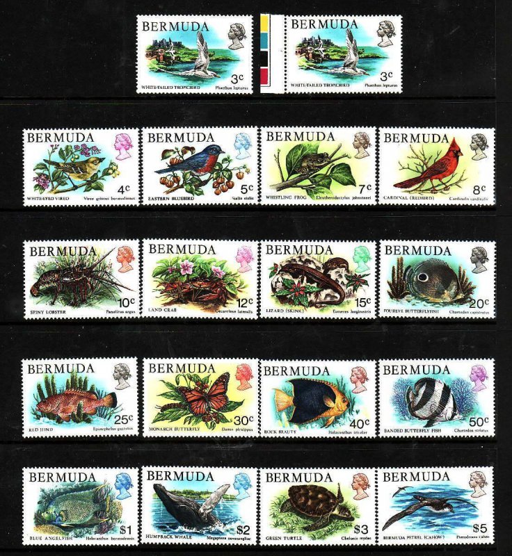 Bermuda-Sc#363-79- id7-unused NH QEII definitive set-Marine Life-Fish-Turtles-19