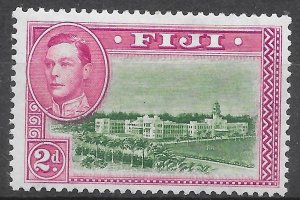 FIJI SG255aa 1942 2d GREEN & MAGENTA SCRATCHED BUILDING VAR MTD MINT