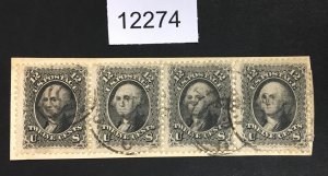 MOMEN: US STAMPS # 69 STRIP OF 4 USED CAT. $500 LOT #12274